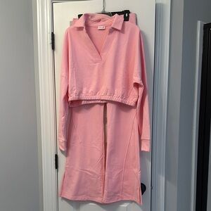 Pink Long Sleeve Two-Piece Set